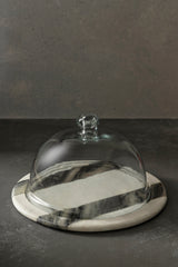 Marble Cheese Platter with Glass Top 