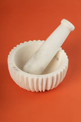 mortar and pestle set white small