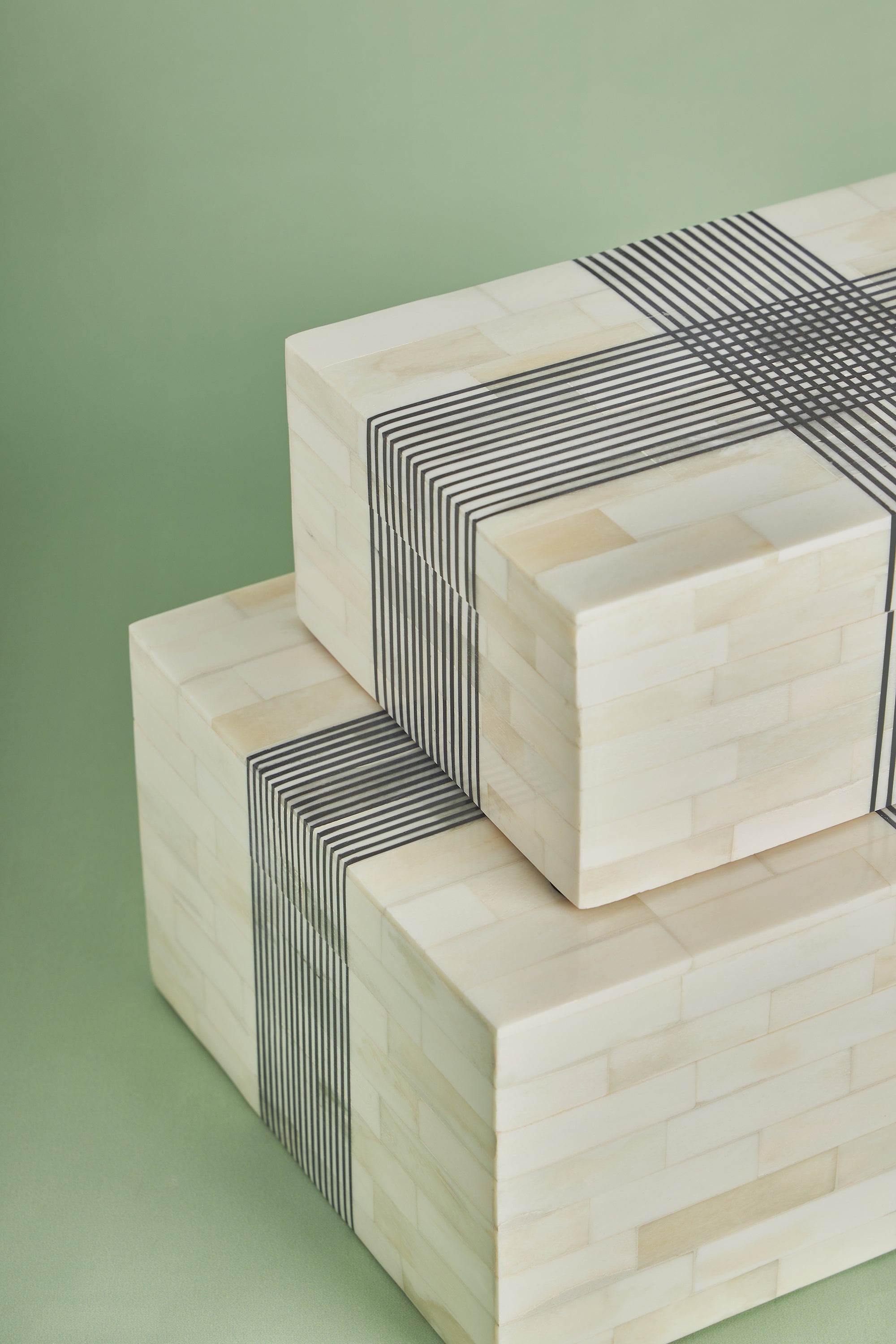 Wood Box, 12"x8"x5"& 9"x6"x3.5" Inch, White, Set of 2