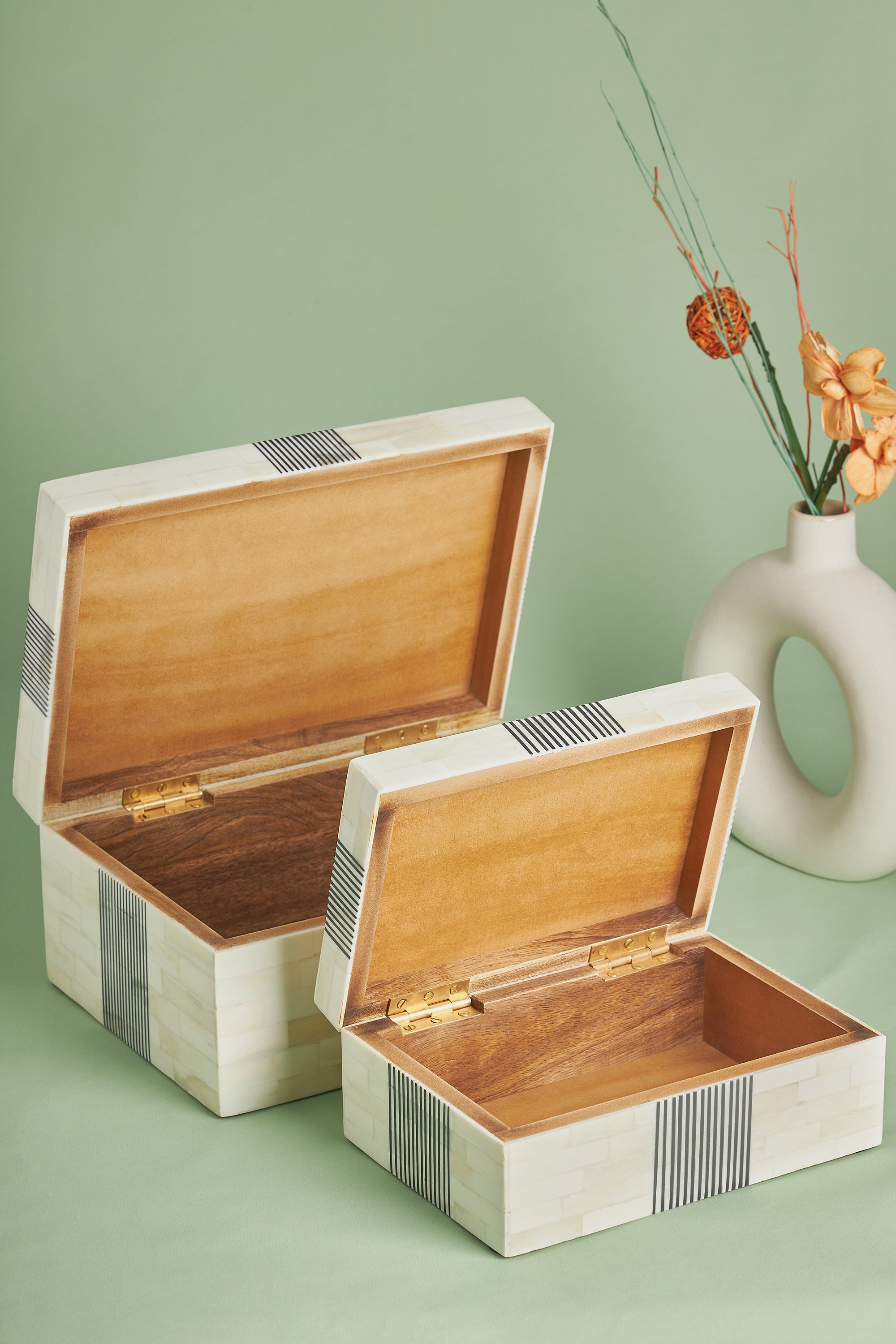 Fashion Jewelry Wooden Boxes Set of 2
