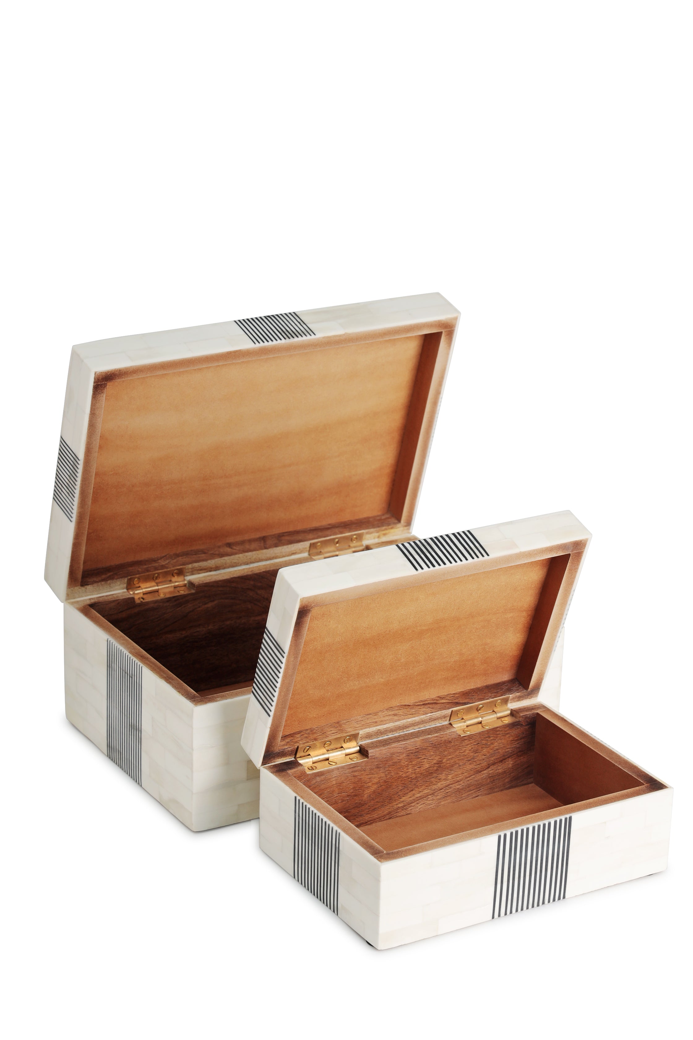 2 Piece Set Wooden Boxes with Hinged Lid, Wood Nesting Box