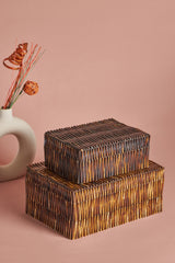 2 Piece Set Wooden Boxes with Lid, Wood Nesting Box