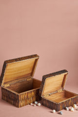 Kitchen Storage Boxes Fashion Jewelry Wooden Boxes Set of 2
