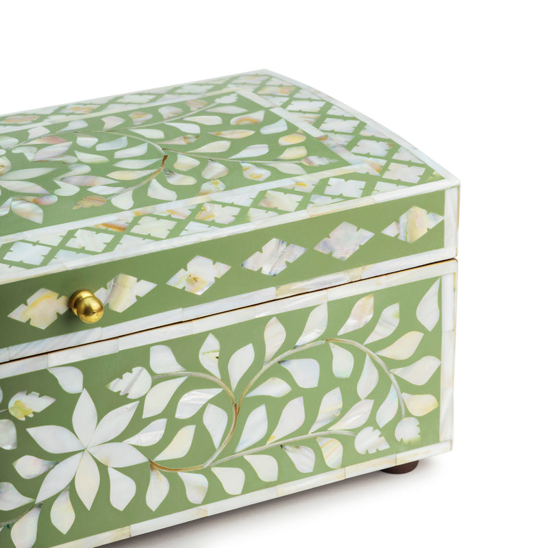 Wood Box, 16 by 8-Inch, Green & White