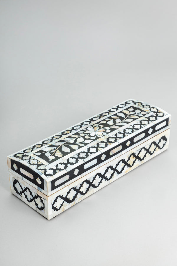 Wood Keepsake Box with Hinged Lid in Floral Design 
