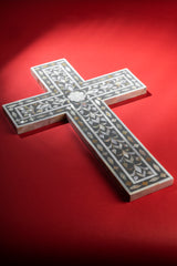 Celtic Grey 18 x 12 Inch Wooden Decorative Hanging Wall Cross