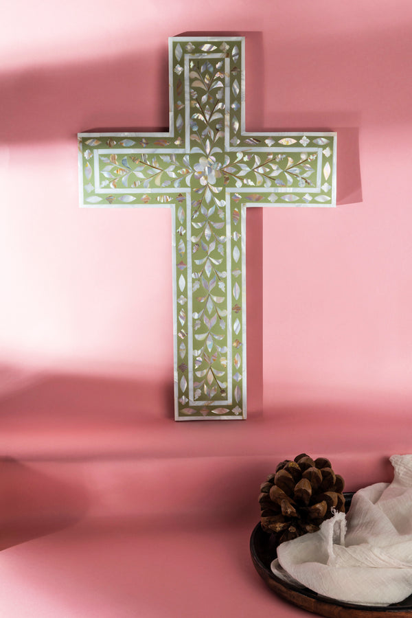 Handmade Wooden Catholic Crosses for Wall Decor, 18 Inch