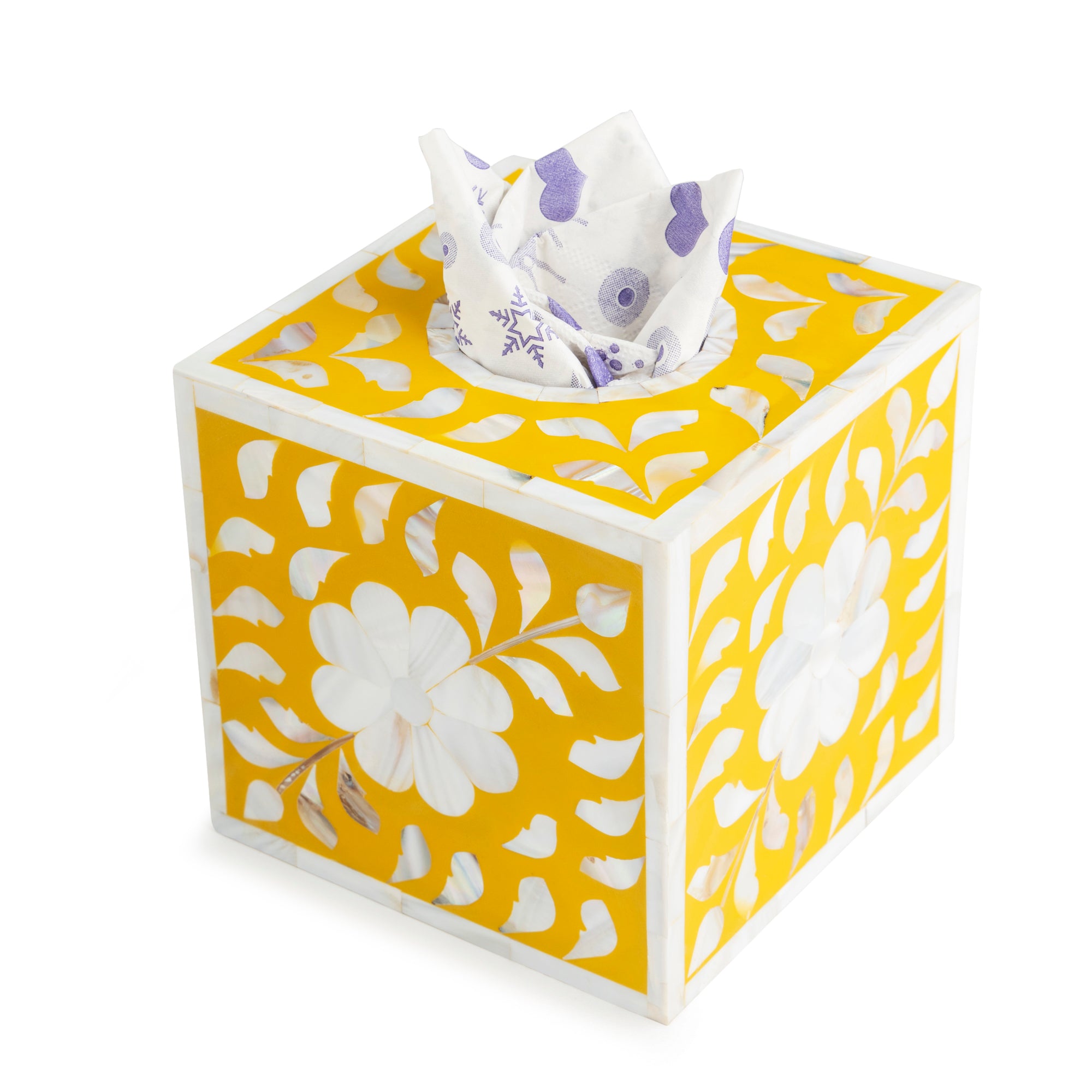 Decorative Tissue Holder Finished in Beautiful Yellow Color
