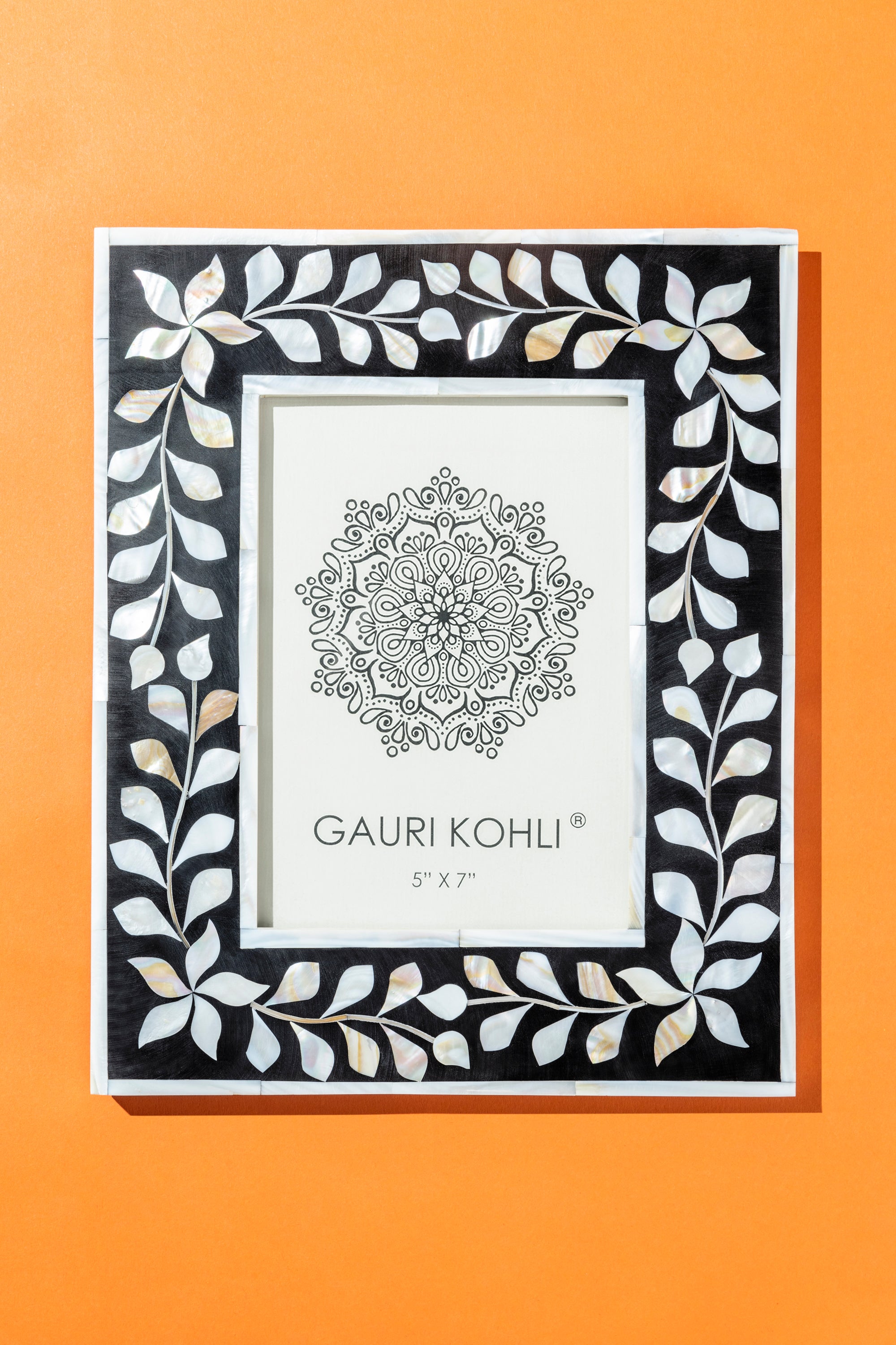 Unique Mother of Pearl Inlay Picture Frame – Elegant Black and White Frame

