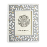 Floral Arts Inspired Handmade Naturals Mother of Pearl Frames Photo Size 5X7 Inches Grey White