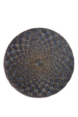 Beaded Placemats for dining Table Blue & Gold - Pack of 2 measure 15 inches