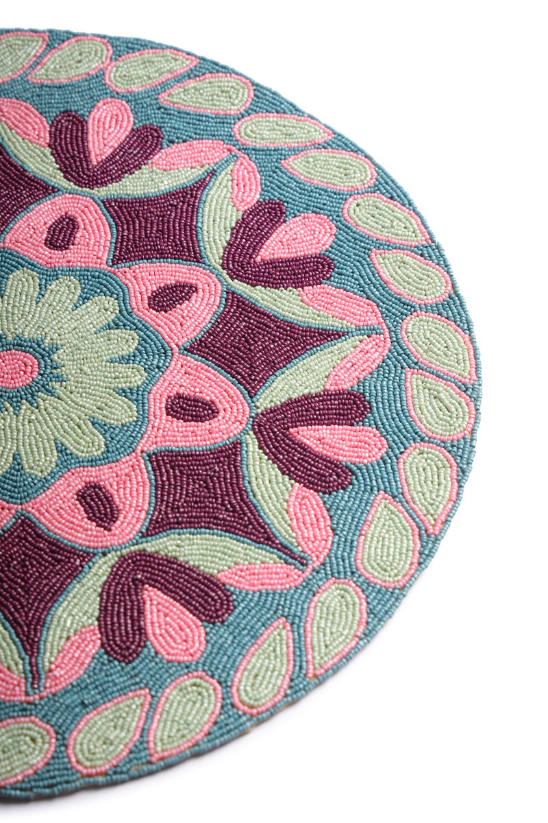 Round Hand Beaded Charger Placemat 