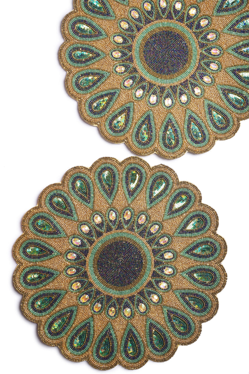 Handmade Beaded Charger Placemats - Set of 2