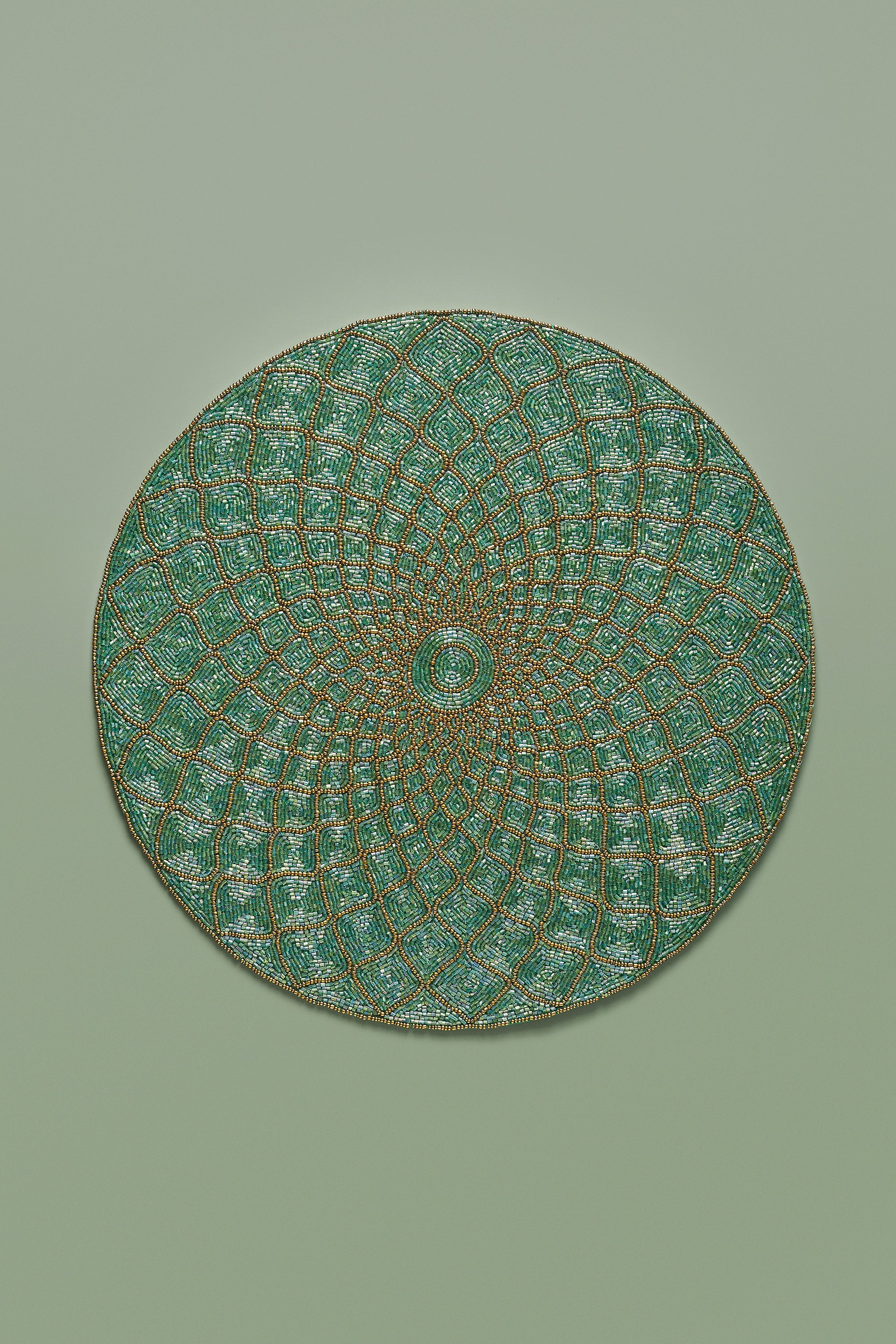 Handmade Round Beaded Placemat for Dining Table